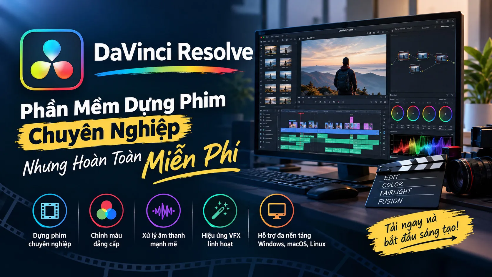 Tải DaVinci Resolve – Phần Mềm Dựng Phim Chuyên Nghiệp Nhưng Hoàn Toàn Miễn Phí