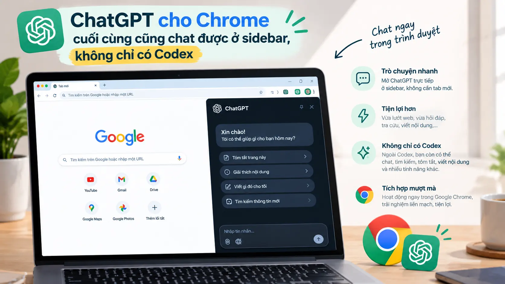 Tiện ích ChatGPT Cho Chrome Cuối Cùng Cũng Chat được ở Sidebar, Không Chỉ Có Codex (1)